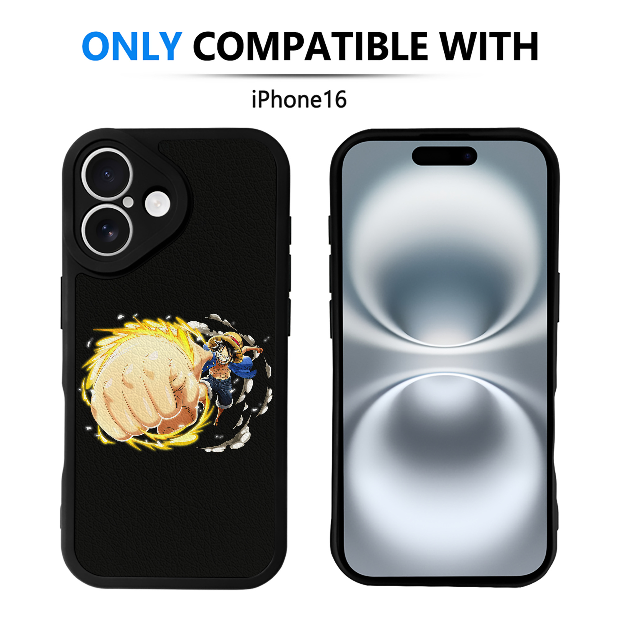 （画像用） ワンピース モンキー・D・ルフィ ONE PIECE Monkey D. Luffy 【iPhone 16シリーズ対応】シリコンスマホケース（レザー調） 材質：シリコン